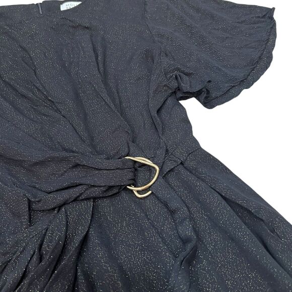 Molly Bracken Black Gold Sparkle Draped Playsuit Romper M - Picture 3 of 6